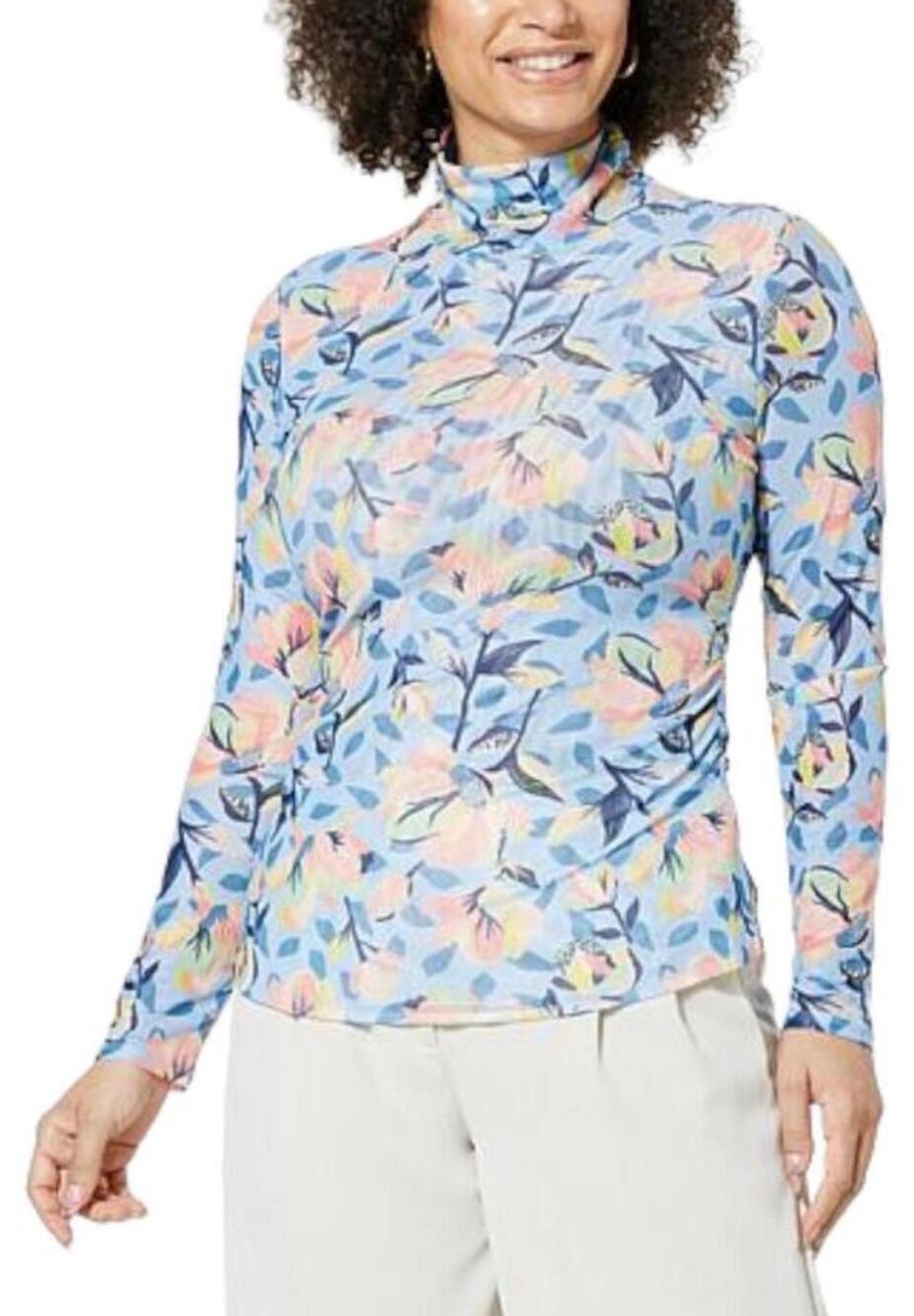 HFR x Undra Celeste Gathered Mesh Turtleneck Blouse S NWOT